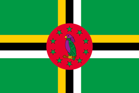 Dominica vector flag in official colors and 3:2 aspect ratio.のイラスト素材