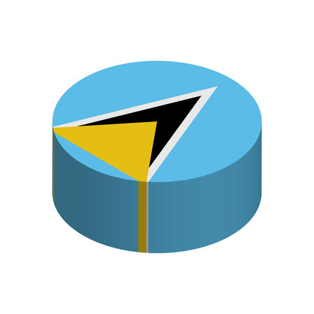 Saint Lucia flag - 3D isometric circle isolated on white background. Vector object.のイラスト素材