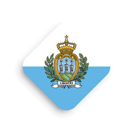 San Marino flag - rhombus shape icon with dropped shadow isolated on white backgroundのイラスト素材