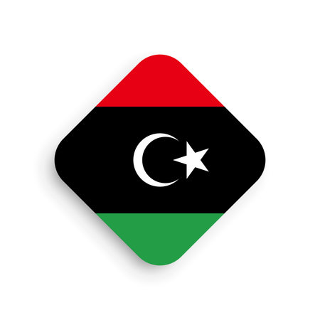 Libya flag - rhombus shape icon with dropped shadow isolated on white backgroundのイラスト素材