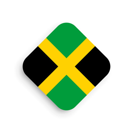 Jamaica flag - rhombus shape icon with dropped shadow isolated on white backgroundのイラスト素材