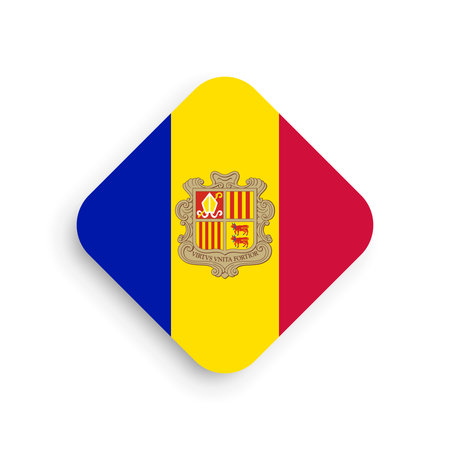 Andorra flag - rhombus shape icon with dropped shadow isolated on white backgroundのイラスト素材