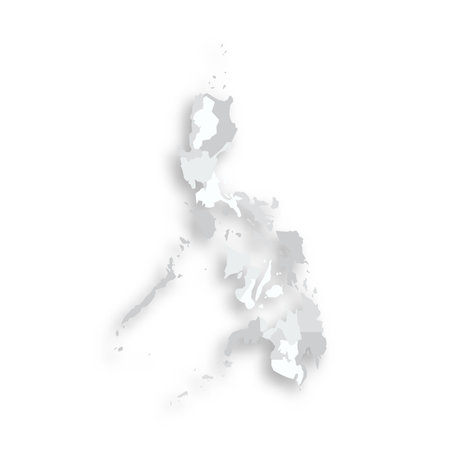 Philippines political map of administrative divisions - regions. Grey blank flat vector map with dropped shadow.のイラスト素材