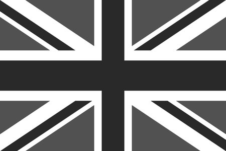 United Kingdom of Great Britain and Northern Ireland flag - greyscale monochrome vector illustration. Flag in black and whiteのイラスト素材