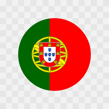 Portugal flag - circle vector flag isolated on checkerboard transparent backgroundのイラスト素材