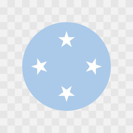 Federated States of Micronesia flag - circle vector flag isolated on checkerboard transparent backgroundのイラスト素材