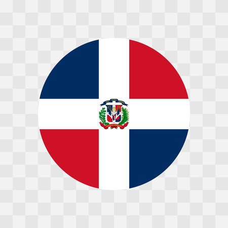 Dominican Republic flag - circle vector flag isolated on checkerboard transparent backgroundのイラスト素材