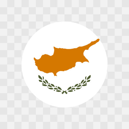 Cyprus flag - circle vector flag isolated on checkerboard transparent backgroundのイラスト素材