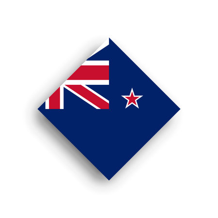 New Zealand flag - rhombus shape icon with dropped shadow isolated on white backgroundのイラスト素材