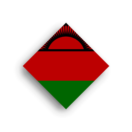Malawi flag - rhombus shape icon with dropped shadow isolated on white backgroundのイラスト素材