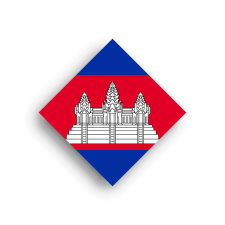 Cambodia flag - rhombus shape icon with dropped shadow isolated on white backgroundのイラスト素材