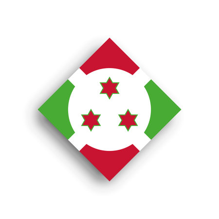 Burundi flag - rhombus shape icon with dropped shadow isolated on white backgroundのイラスト素材