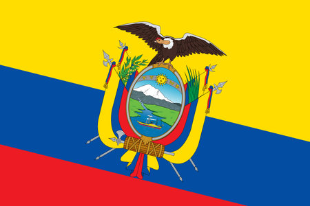 Ecuador flag - rectangular cutout of rotated vector flag.のイラスト素材