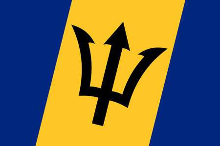 Barbados flag - rectangular cutout of rotated vector flag.