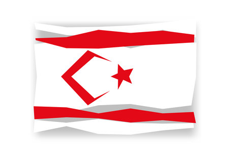 Northern Cyprus flag  - stylish flag mosaic of colorful papercuts. Vector illustration with dropped shadow isolated on white backgroundのイラスト素材
