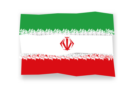 Iran flag  - stylish flag mosaic of colorful papercuts. Vector illustration with dropped shadow isolated on white backgroundのイラスト素材