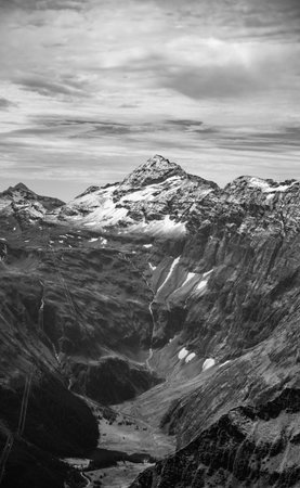 Majestic alpine landscape with glacier mountain of Tauernkogel. Hohe Tauern mountain range. Austrian...