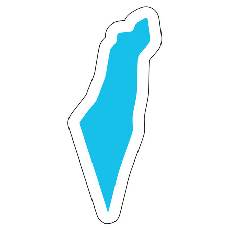 Israel country silhouette. High detailed map. Solid blue vector sticker with white contour isolated on white background.のイラスト素材