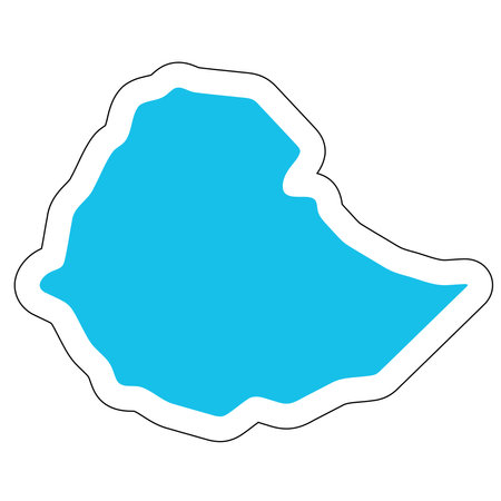 Ethiopia country silhouette. High detailed map. Solid blue vector sticker with white contour isolated on white background.のイラスト素材