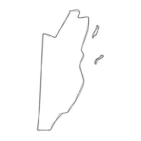 Belize country simplified map.Thin triple pencil sketch outline isolated on white background. Simple vector iconのイラスト素材
