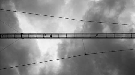 Sky Bridge 721 in Dolni Morava, Czech Republic, the worlds longest suspension footbridge. Seen in...