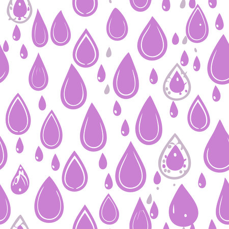 Rainy seamless pattern. Purple raindrops on white background. Vector decorationのイラスト素材