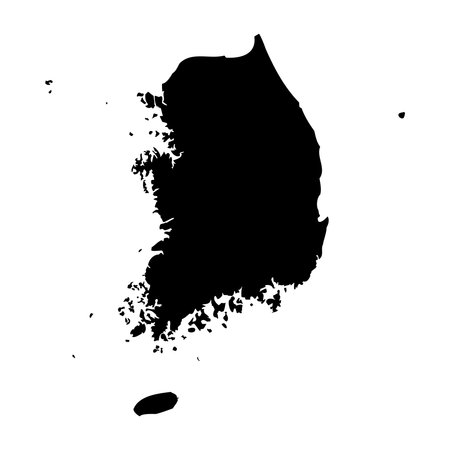 South Korea high detailed vector representation of country silhouette in solid black on white background. For educational, decorative, or informational use showcasing the national outline.のイラスト素材