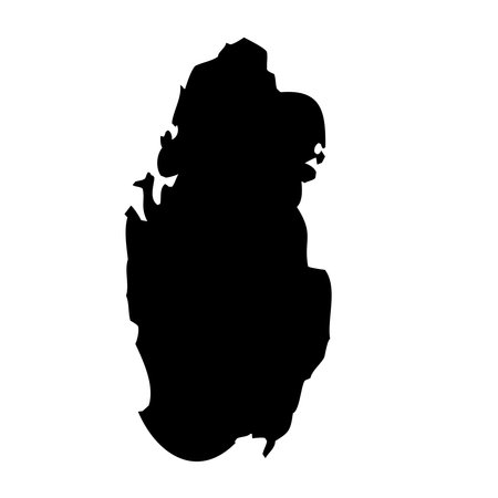 Qatar high detailed vector representation of country silhouette in solid black on white background. For educational, decorative, or informational use showcasing the national outline.のイラスト素材