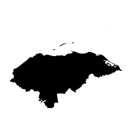 Honduras high detailed vector representation of country silhouette in solid black on white background. For educational, decorative, or informational use showcasing the national outline.のイラスト素材