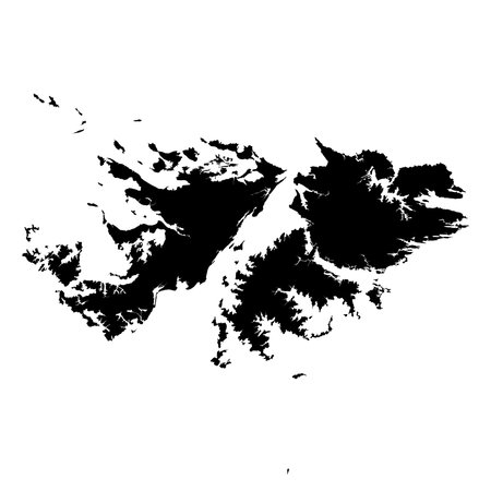 Falklands high detailed vector representation of country silhouette in solid black on white background. For educational, decorative, or informational use showcasing the national outline.のイラスト素材