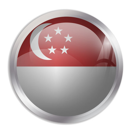 Singapore flag - glossy circle button displays a colorful flag representing a country cultural identity and heritage. The essence of national pride and unity.のイラスト素材
