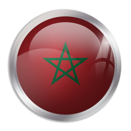 Morocco flag - glossy circle button displays a colorful flag representing a country cultural identity and heritage. The essence of national pride and unity.のイラスト素材