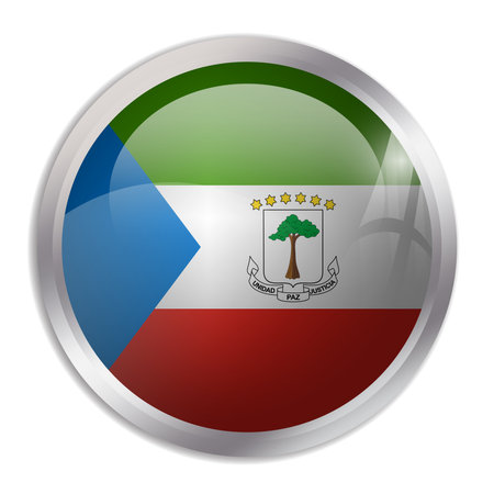 Equatorial Guinea flag - glossy circle button displays a colorful flag representing a country cultural identity and heritage. The essence of national pride and unity.のイラスト素材