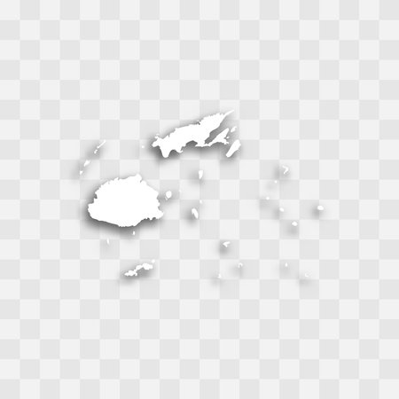 Fiji high detailed vector representation of country silhouette. White color on transparent background with dropped shadow. For educational, decorative, or informational use.のイラスト素材