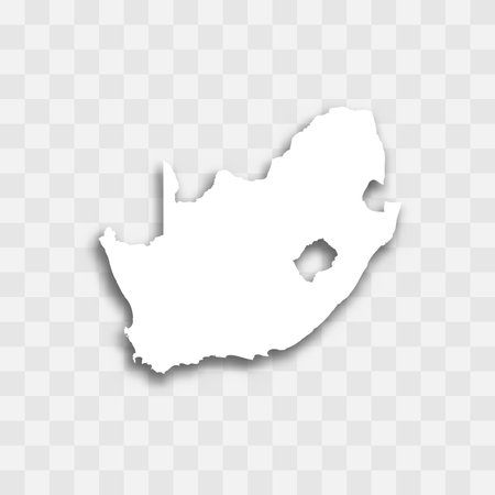 South Africa high detailed vector representation of country silhouette. White color on transparent background with dropped shadow. For educational, decorative, or informational use.のイラスト素材