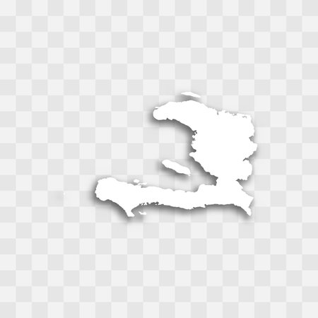 Haiti high detailed vector representation of country silhouette. White color on transparent background with dropped shadow. For educational, decorative, or informational use.のイラスト素材