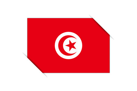 Tunisia flag - rectangle colorful flag representing a country cultural identity and heritage. The essence of national pride and unity. Attached by the corners in a paper albumのイラスト素材