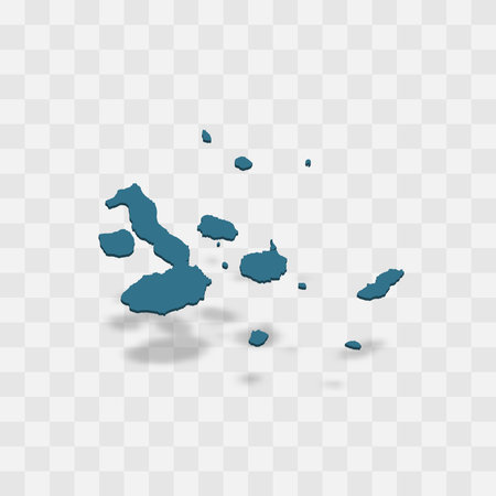 Galapagos Islands high detailed vector representation of country silhouette. 3D map on transparent background with dropped shadow. For educational, decorative, or informational use.のイラスト素材