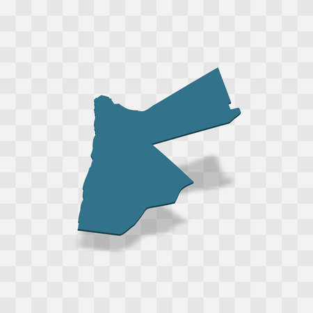 Jordan high detailed vector representation of country silhouette. 3D map on transparent background with dropped shadow. For educational, decorative, or informational use.のイラスト素材