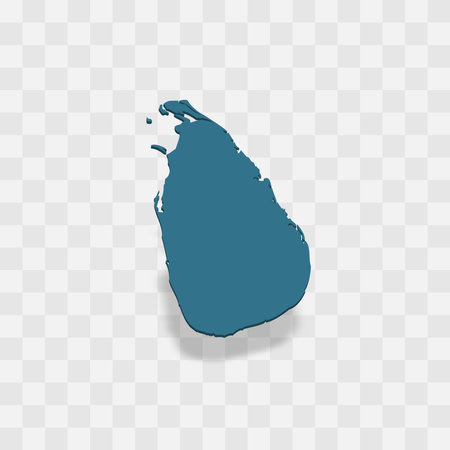 Sri Lanka high detailed vector representation of country silhouette. 3D map on transparent background with dropped shadow. For educational, decorative, or informational use.のイラスト素材