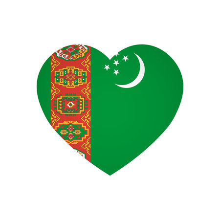 Turkmenistan flag - rectangle colorful flag representing a country cultural identity and heritage. The essence of national pride and unity. Attached by the corners in a paper albumのイラスト素材