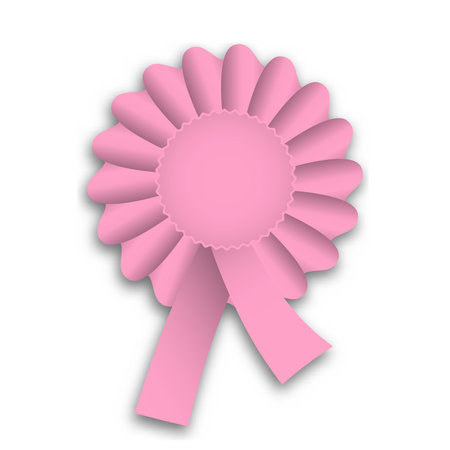 Bright pink cockade features a layered ribbon design with rounded petals. Perfect for festive occasions, awards, or decorative elements in various crafts and designs.のイラスト素材