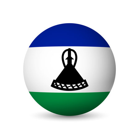 Lesotho flag - 3D sphere in colours of flag representing a country cultural identity and heritage. The essence of national pride and unity. Vector object on white background.のイラスト素材