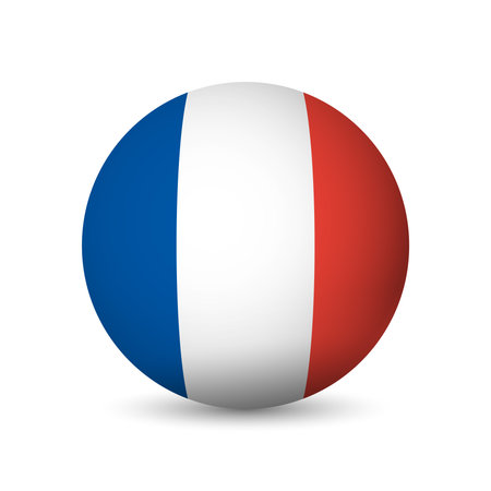 France flag - 3D sphere in colours of flag representing a country cultural identity and heritage. The essence of national pride and unity. Vector object on white background.のイラスト素材