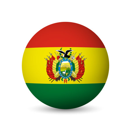 Bolivia flag - 3D sphere in colours of flag representing a country cultural identity and heritage. The essence of national pride and unity. Vector object on white background.のイラスト素材