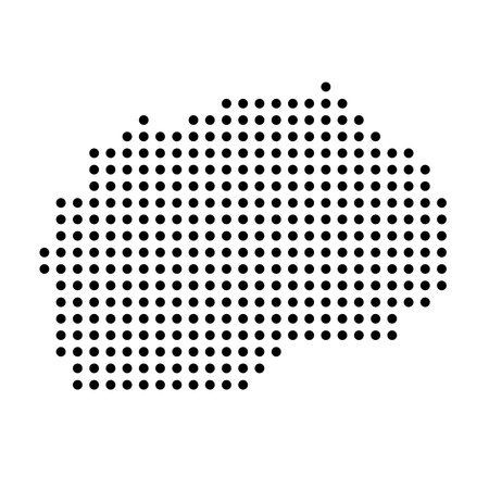 North Macedonia country dotted map. Black spot pixel illustration isolated on white background. Vector circle mosaic.のイラスト素材