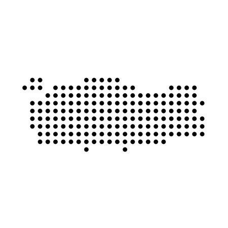 Turkey country dotted map. Black spot pixel illustration isolated on white background. Vector circle mosaic.のイラスト素材