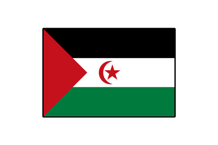 The flag of the Sahrawi Arab Democratic Republic features horizontal stripes of black, white, green, and red, with a crescent and star, symbolizing the Sahrawi peoples identity and aspirations.のイラスト素材