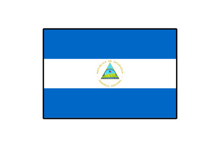 This graphic features the national flag of Nicaragua, showcasing its blue and white stripes with a central coat of arms. The design reflects the countrys identity and cultural significance.のイラスト素材