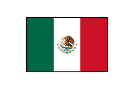 The design features the Mexican flag, characterized by its green, white, and red vertical stripes, with the national emblem at the center. This flag symbolizes national pride and heritage.のイラスト素材